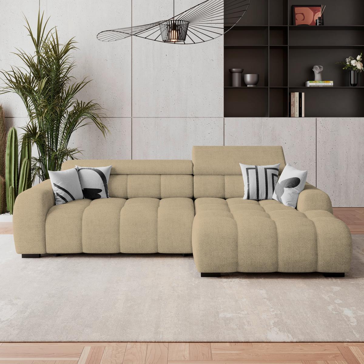 Ecksofa Fargo S Grün, B: 285 Cm - Taupe/Schwarz, Trend, Textil (285/168cm)