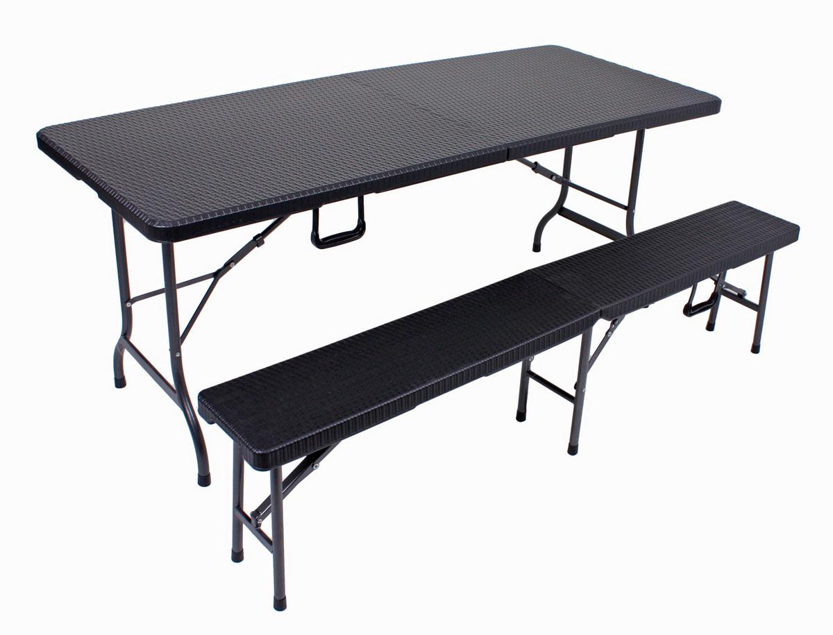 Gartengarnitur 3-Tlg. Ventana Metall/Kunststoff - Schwarz, Basics, Kunststoff/Metall (180/75/73cm) - Gardenson