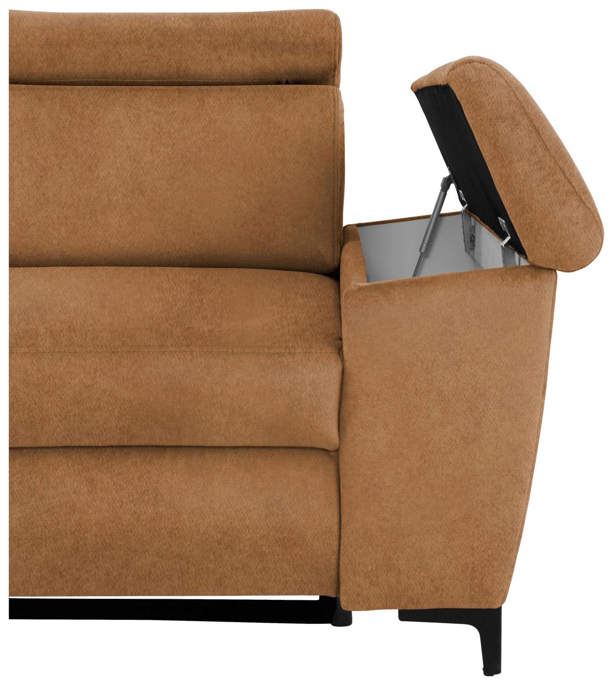 Eckschlafsofa Santi Bernsteinfarben S: 176/258 cm - Bernsteinfarben/Schwarz, MODERN, Textil (176/258cm) - MID.YOU