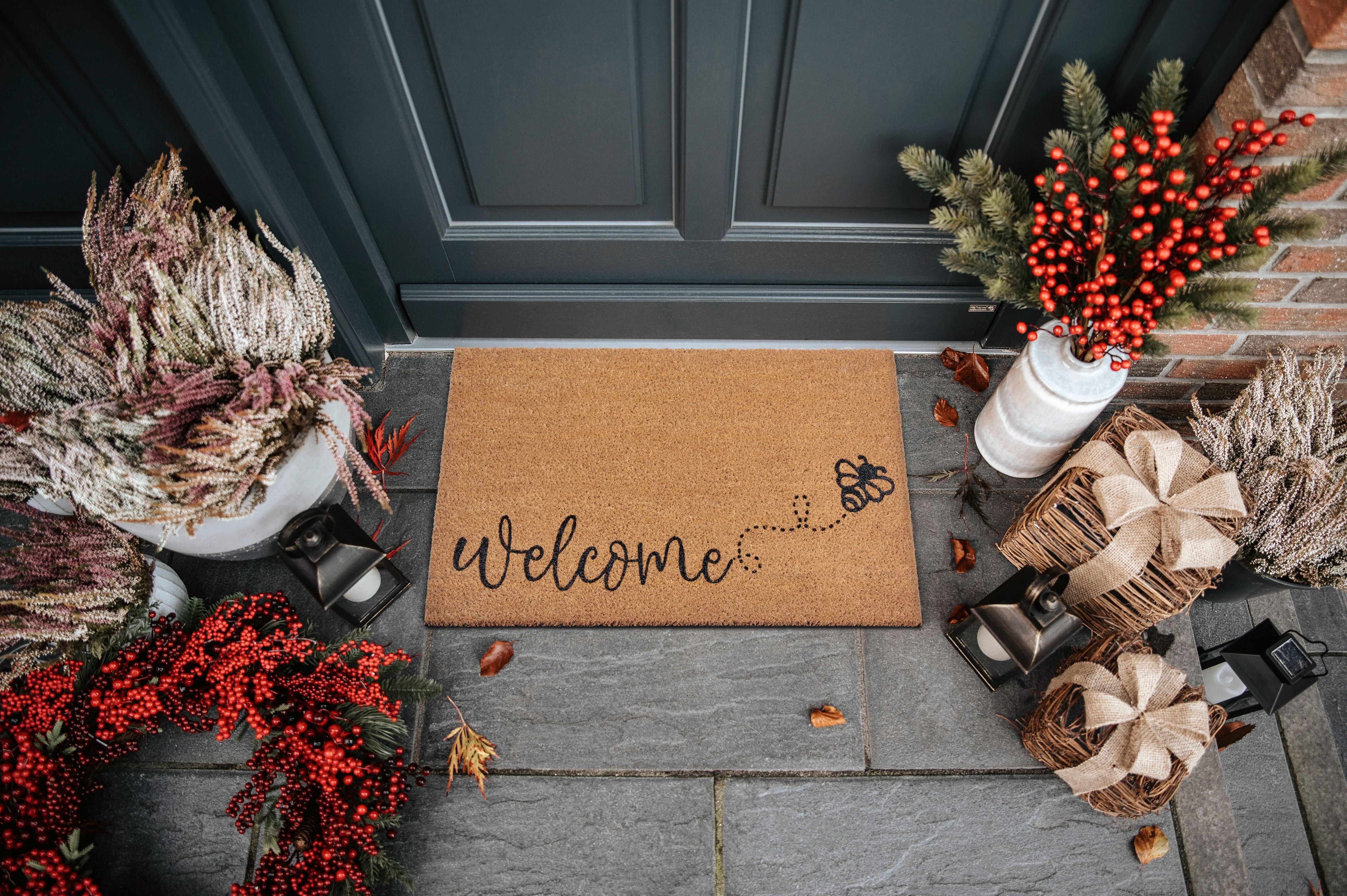 Kokosmatte Mix Mats Bee Welcome 45x75 - Hellbraun/Schwarz, Basics, Naturmaterialien (45/75cm) - Esposa