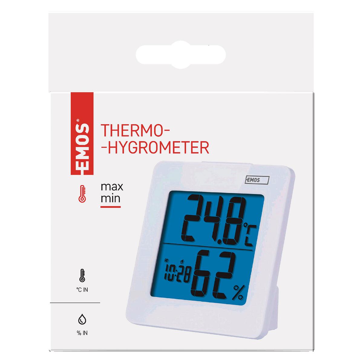 Hőmérő Hő-És Nedvességmérő - magasfényű fehér, Basics, műanyag (3.7/9.3/9.3cm)