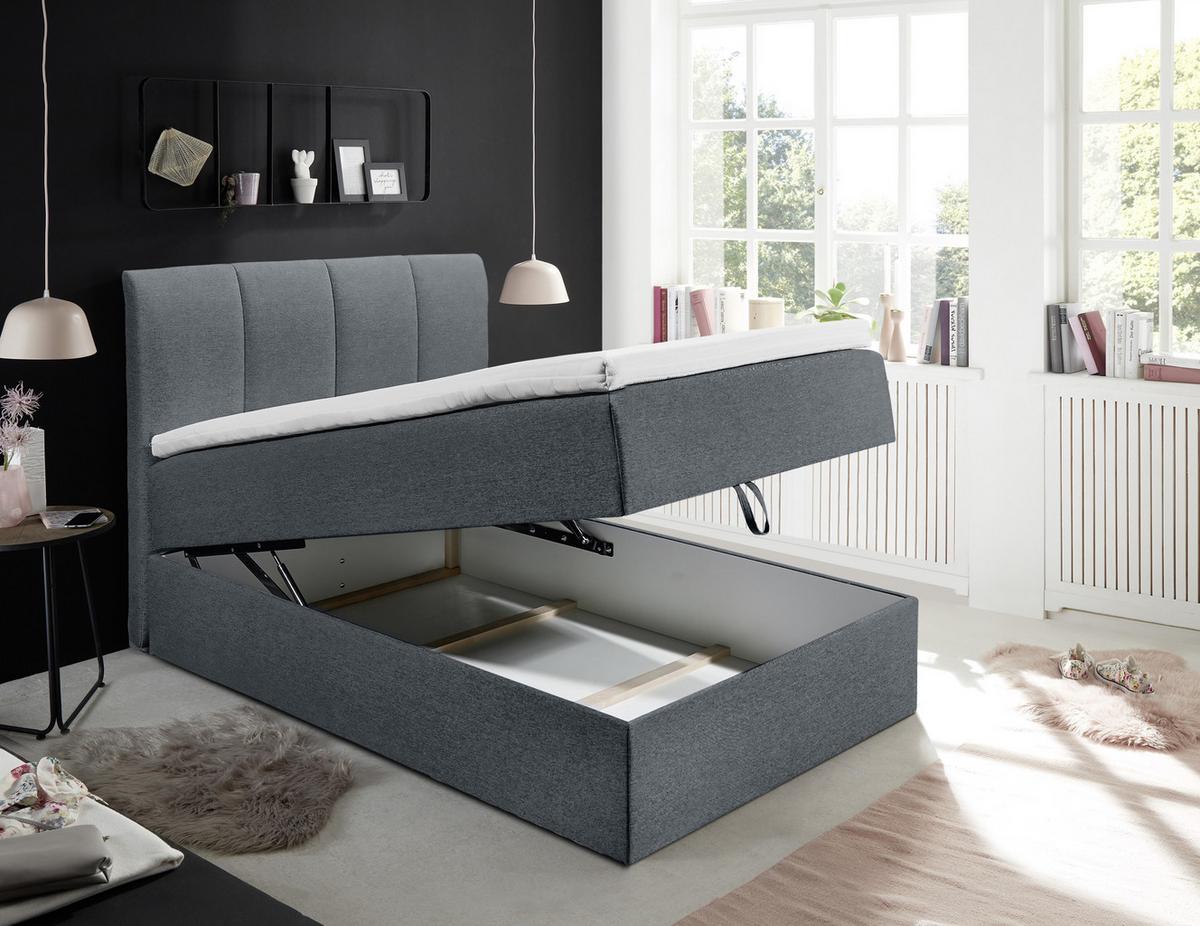 Boxspring postel GRANADA antracitová 120x200 cm - černá/antracitová, Basics, textil/plast (120/200cm) - MID.YOU