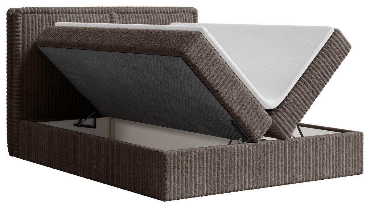 Boxbett Barcelona mit Topper 140x200 - Schwarz/Braun, MODERN, Holz/Kunststoff (140/200cm) - Livetastic