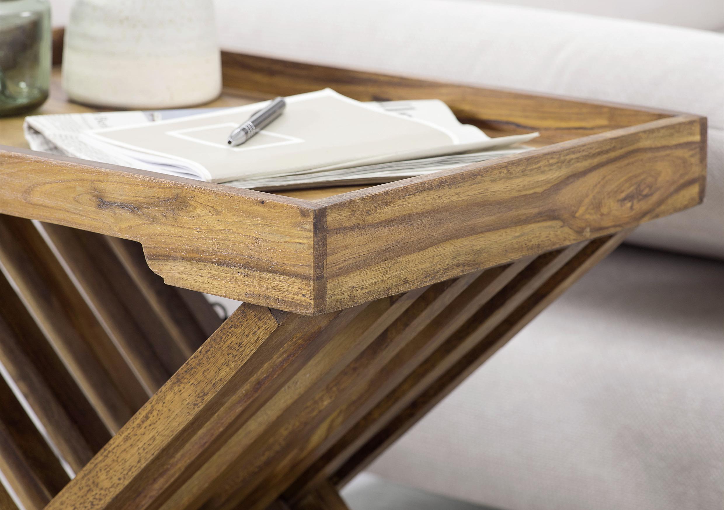 Beistelltisch Mumbai aus Sheesham Klappbar Detail Seite