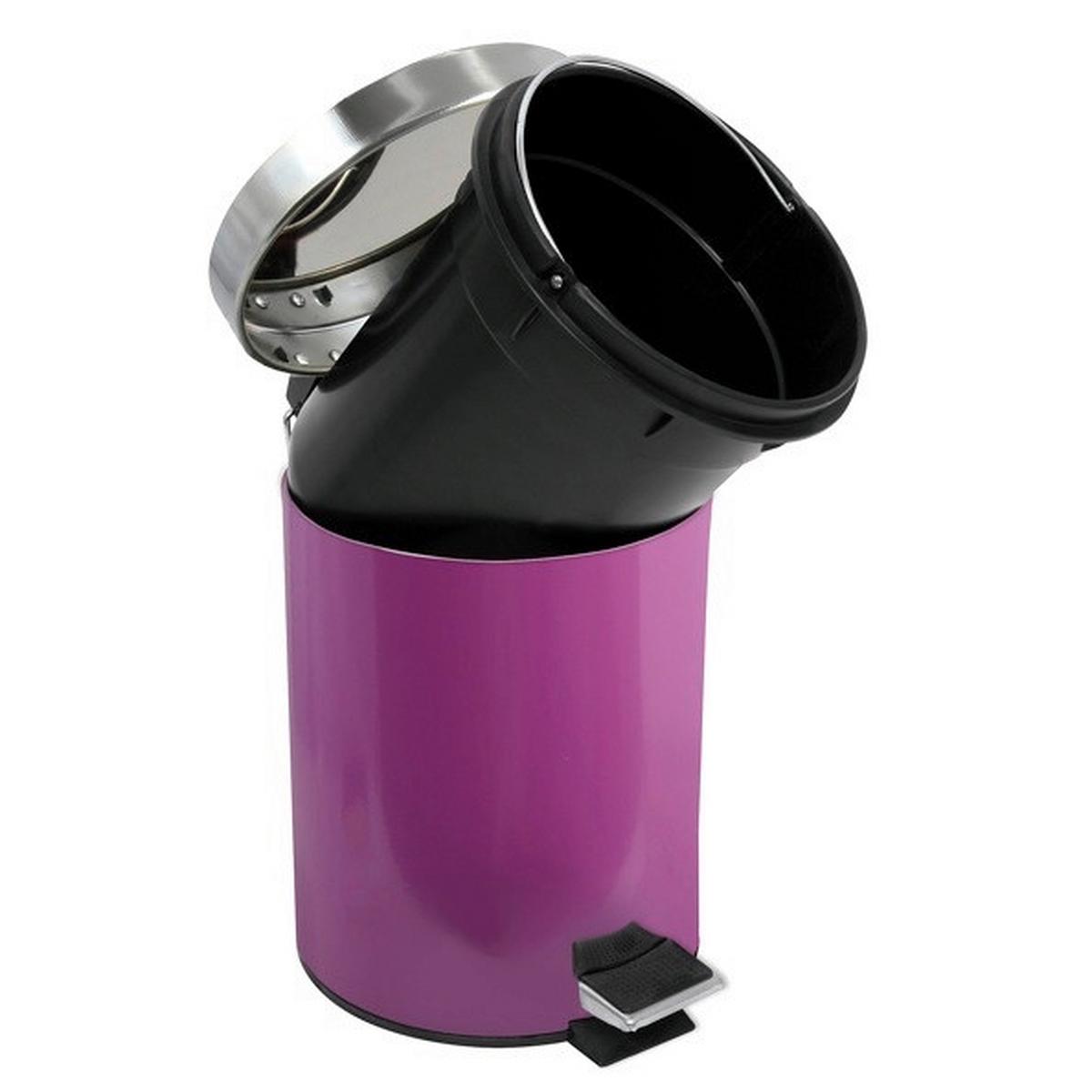 Kosmetikeimer Unis 3l Violett Metall DxH 17x25 - Violett/Schwarz, Basics, Kunststoff/Metall (17/25cm)