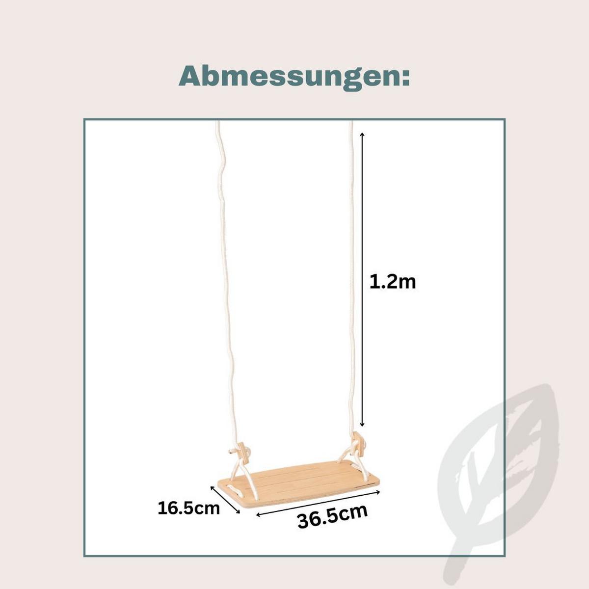 Brettschaukel natur 16,5x36,5 cm - Birkefarben, Basics, Holz (36,5/120/16,5cm)