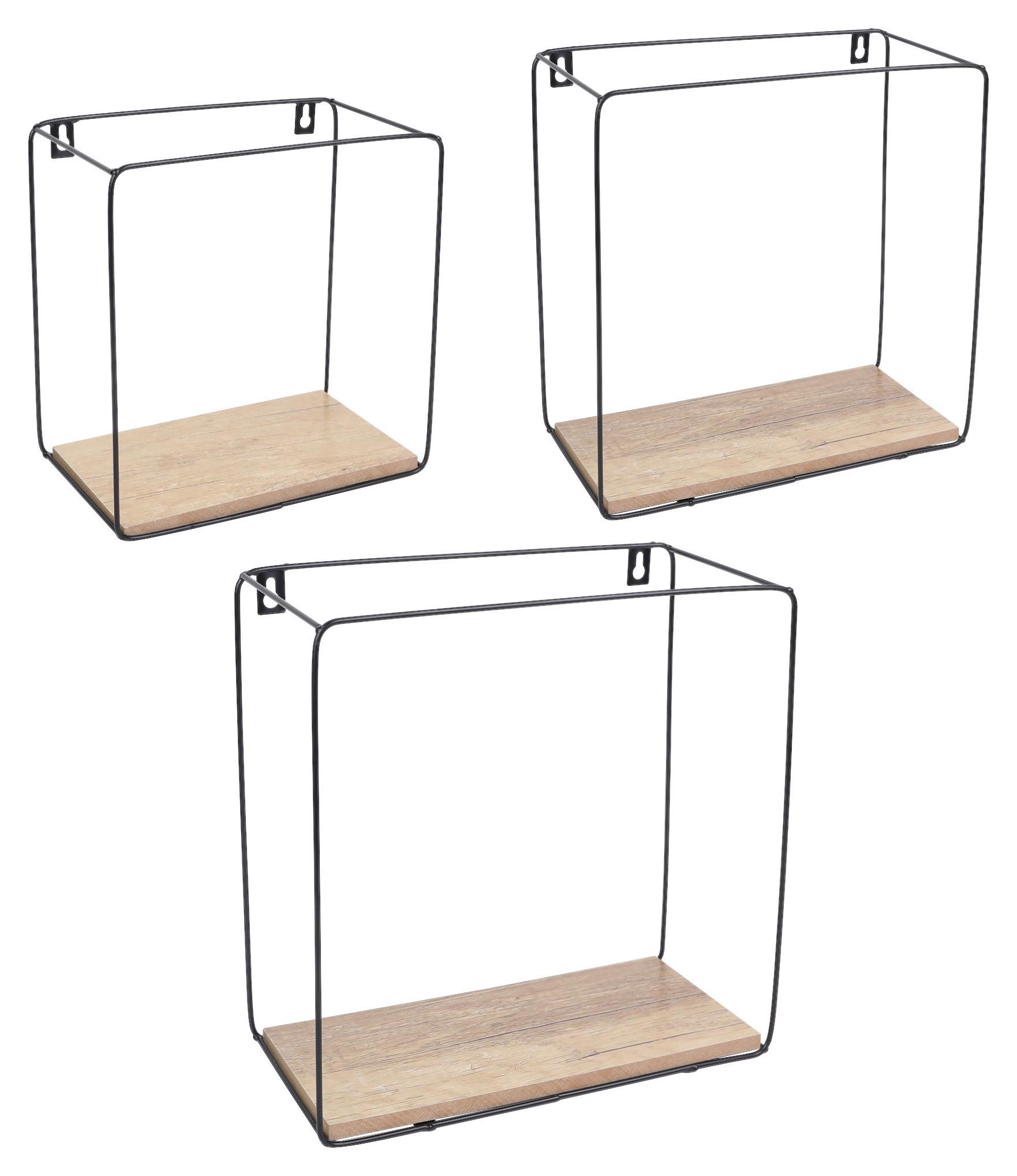 WANDREGALSET ANCONA - Eichefarben/Schwarz, MODERN, Holzwerkstoff/Metall (32/27/22/32/27/22/12cm)