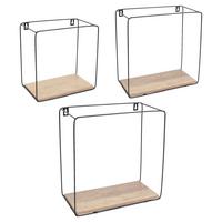 WANDREGALSET ANCONA - Eichefarben/Schwarz, MODERN, Holzwerkstoff/Metall (32/27/22/32/27/22/12cm)