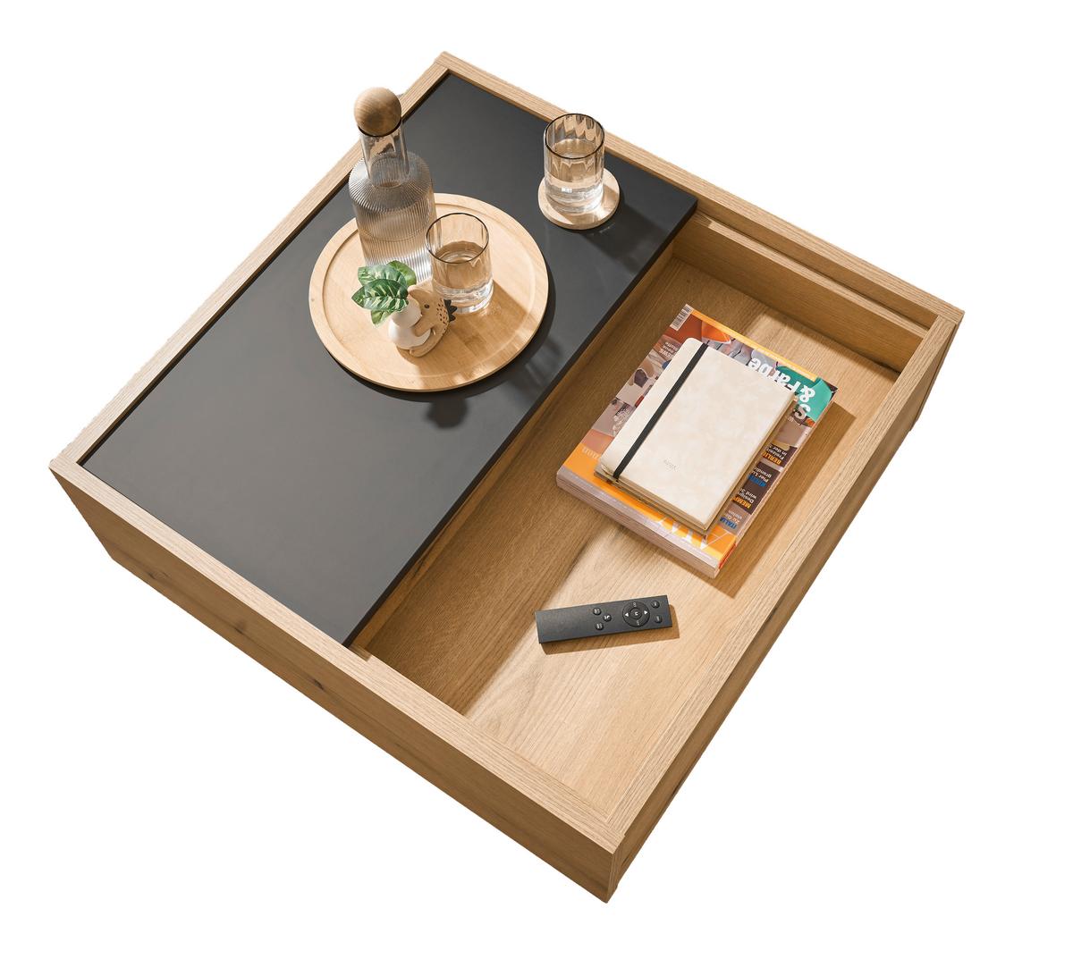 Couchtisch Soleto Graphit-/Eichefarben B: 76cm - Eichefarben/Graphitfarben, Design, Holzwerkstoff (76/35/75cm) - MID.YOU