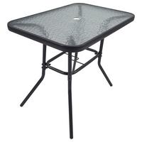 Záhradný stôl 80x55cm - antracitová, Basics, kov/sklo (80/55/70cm) - Gardenson