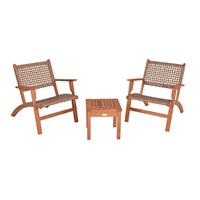 Balkonmöbel Set Sonora 3--Teilig. Eukalyptusholz - Eukalyptusholzfarben/Hellgrau, Basics, Holz/Kunststoff (81/75/61cm) - Gardenson