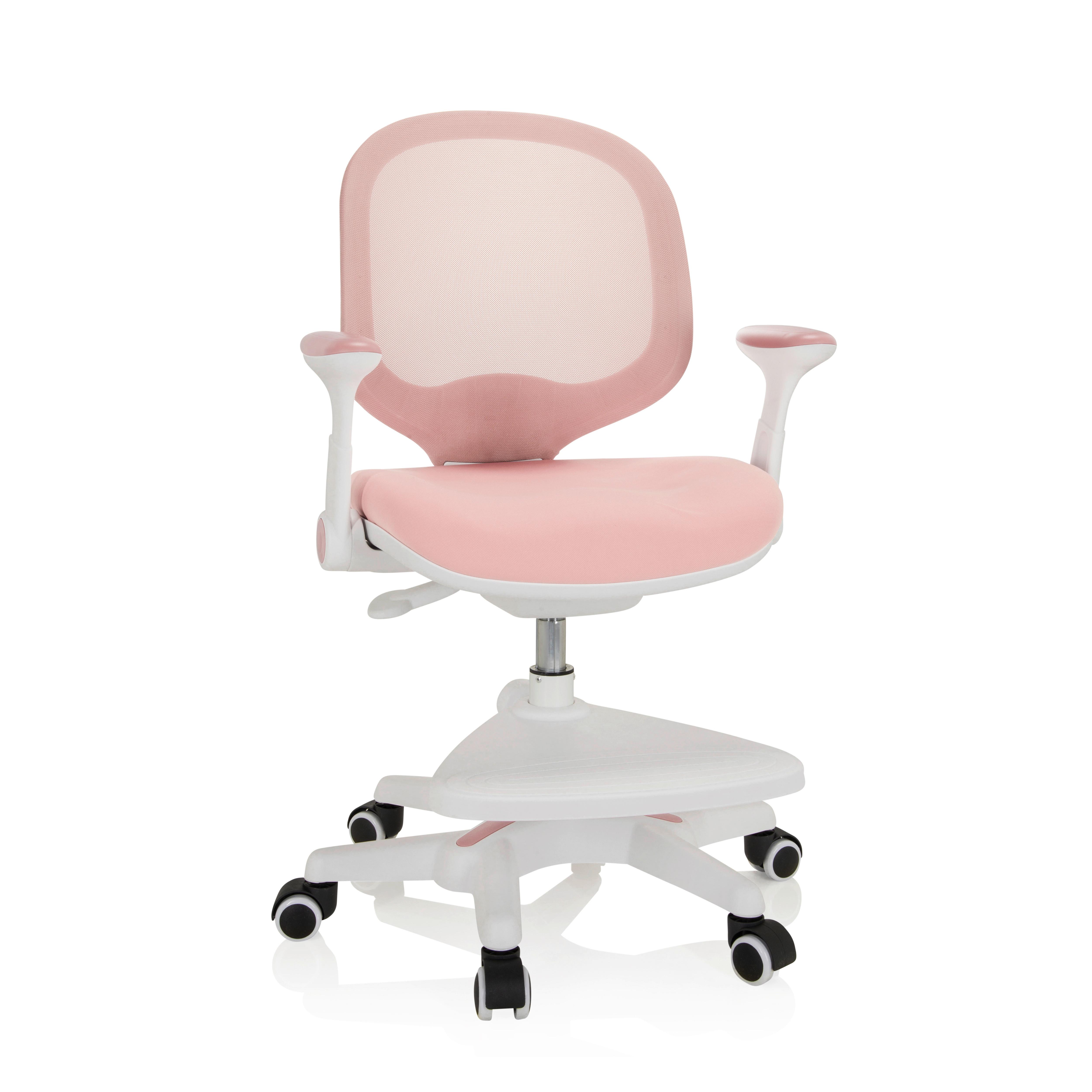 Jugenddrehstuhl Kid Ergo Rosa/Weiß Bis 80 Kg - Rosa/Weiß, MODERN, Kunststoff/Textil (56/89/52cm) - MID.YOU