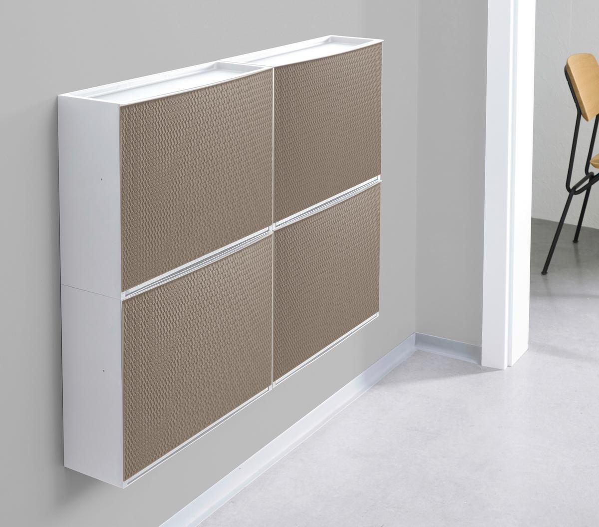 Schuhkipper Strick 2-3 Paare Taupe/weiß B: 16 Cm - Taupe/Weiß, Basics, Kunststoff (51,5/16/39cm)