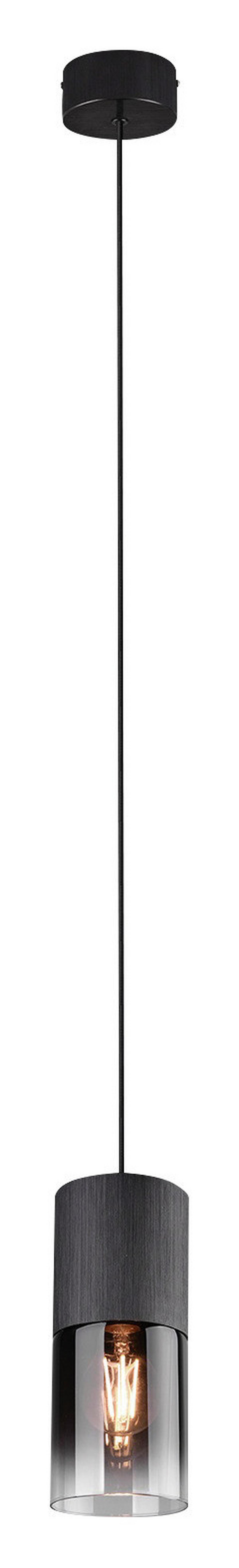 Hängeleuchte Robin H: 23-150cm 1-Flammig, beliebig kürzbar - Schwarz, Design, Glas/Metall (10/10/23-150cm) - Trio Leuchten