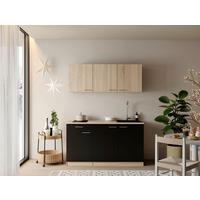 MINIKÜCHE Ingrid, Schwarz B: 150 cm - Eichefarben/Schwarz, Design, Holzwerkstoff (150cm) - Respekta