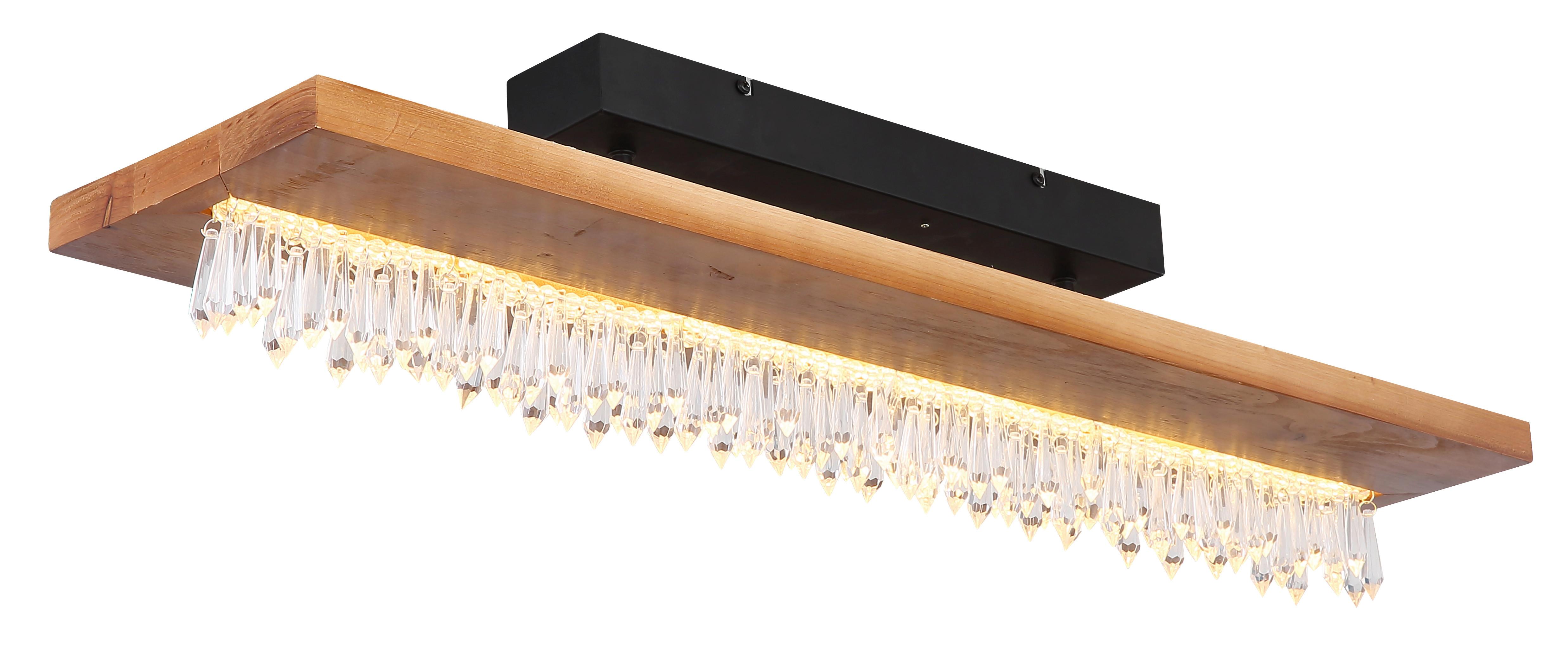 LED-Deckenleuchte L: 80 cm aus Holz mit Glas-Behängen