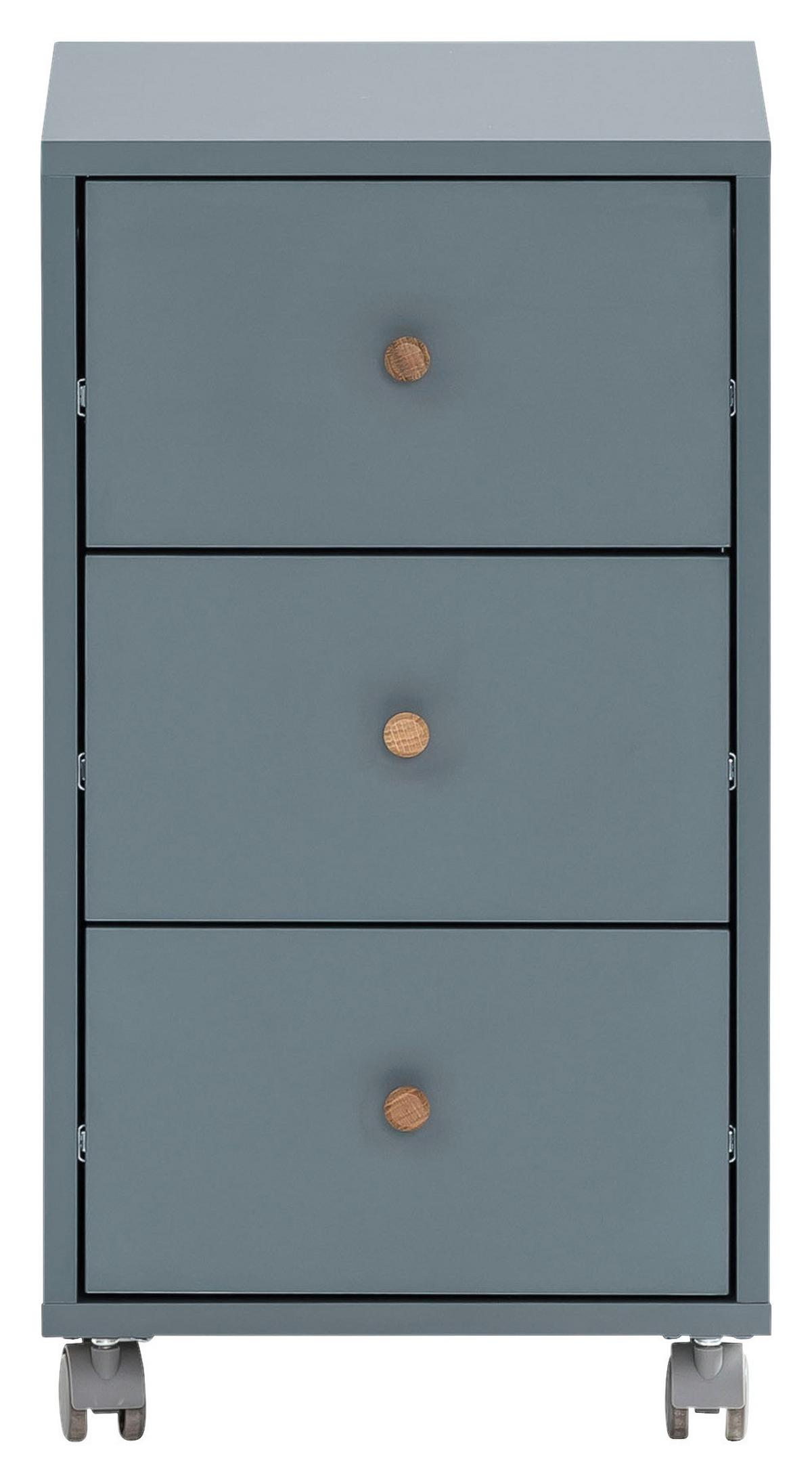 Rollcontainer Blau 32,6x59,7x39,1 cm - Blau, MODERN, Holzwerkstoff/Kunststoff (32,6/59,7/39,1cm) - MID.YOU