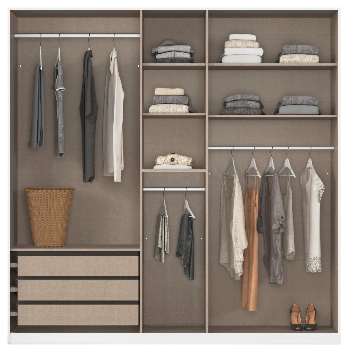 Kleiderschrank Safari B: 226 cm - Champagner/Eiche Artisan, KONVENTIONELL, Holzwerkstoff (226/229/54cm)