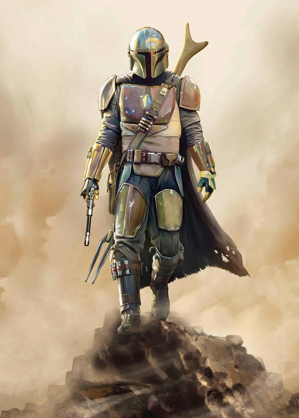 Fototapete The Mandalorian The Hunter - Schwarz/Braun, Trend, Textil (200/280cm)