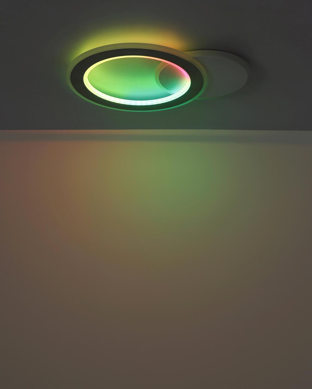 LED-Deckenleuchte 2700-6000k - Hellgrau/Schwarz, Design, Kunststoff/Metall (51/38/4cm) - Globo