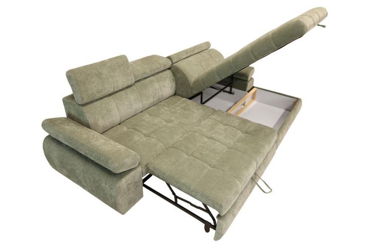 Rohová sedačka VEGAS, pravá, šalviovozelená ženilka - čierna/šalviovozelená, Design, drevo/textil (294/173cm)