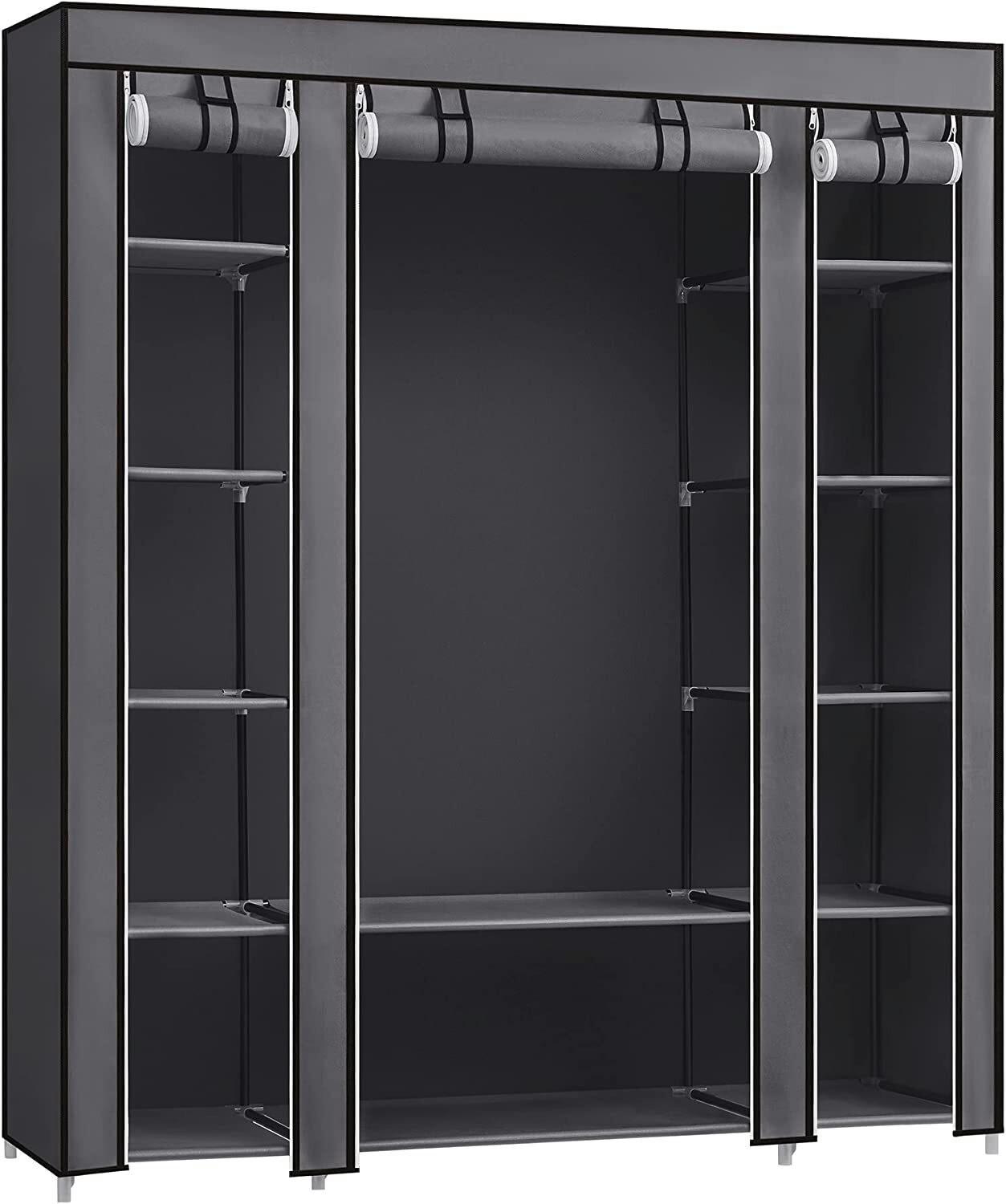 Látková skriňa š. 150 cm, sivá - sivá, Trend, kov/textil (150/175/45cm) - Boxxx