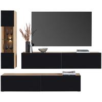 Wohnkombination Otis 7 Otis - Schwarz Hochglanz/Schwarz, MODERN, Glas/Holzwerkstoff (240/170/34,6cm)