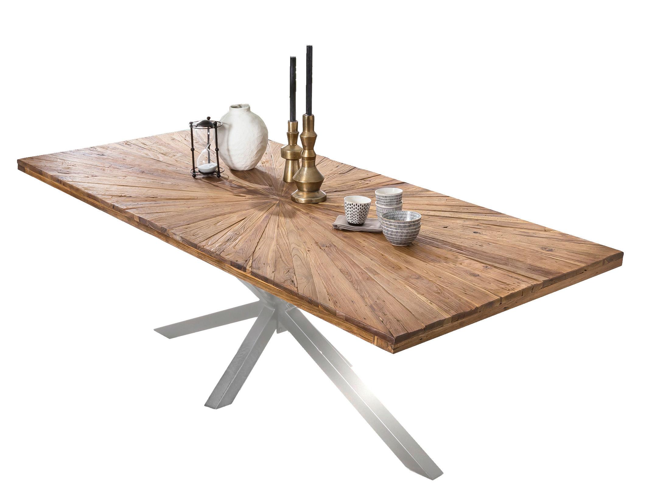 Esstisch Naturfarben /Silberfarben L: 160cm - Silberfarben/Naturfarben, MODERN, Holz/Metall (160/90/79cm) - MID.YOU