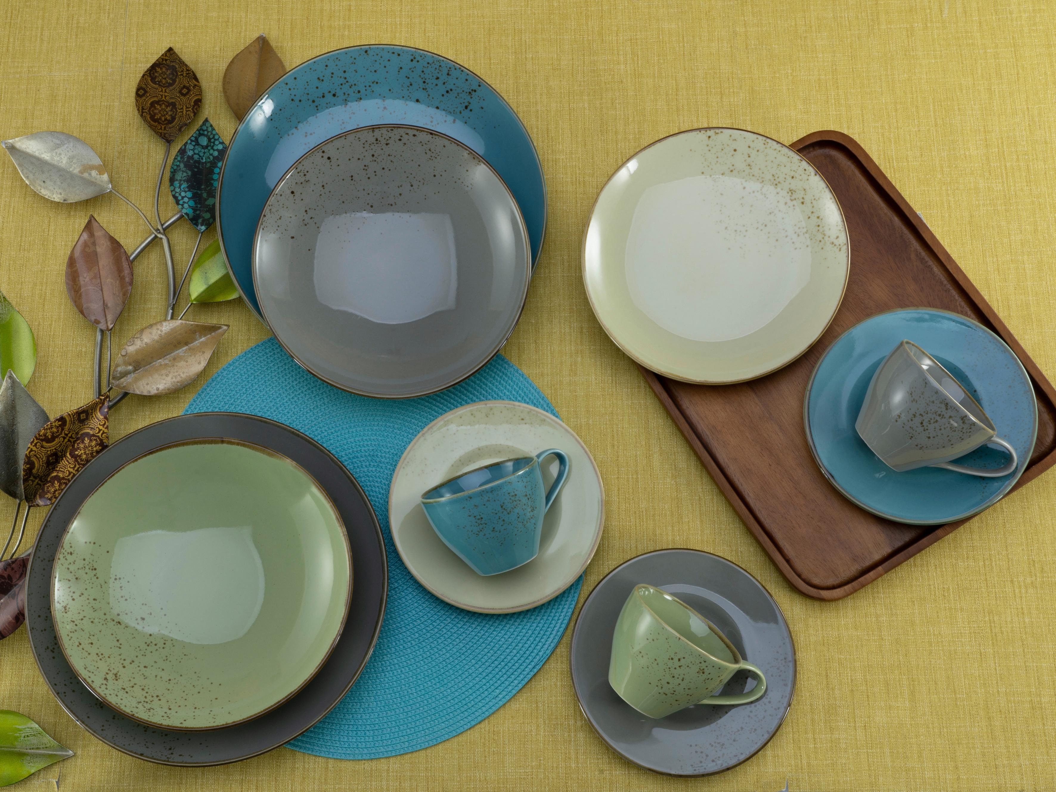 Kombiservice Keramik 4 Personen Geschirr Set - Multicolor, Basics, Keramik (34/31,5/33cm) - Creatable