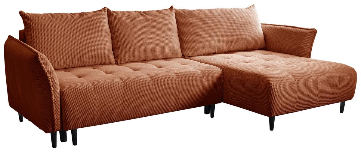 Ecksofa Monte Carlo Terracotta S: 160x290 cm - Terracotta/Schwarz, Trend, Holz/Holzwerkstoff (160/290cm)