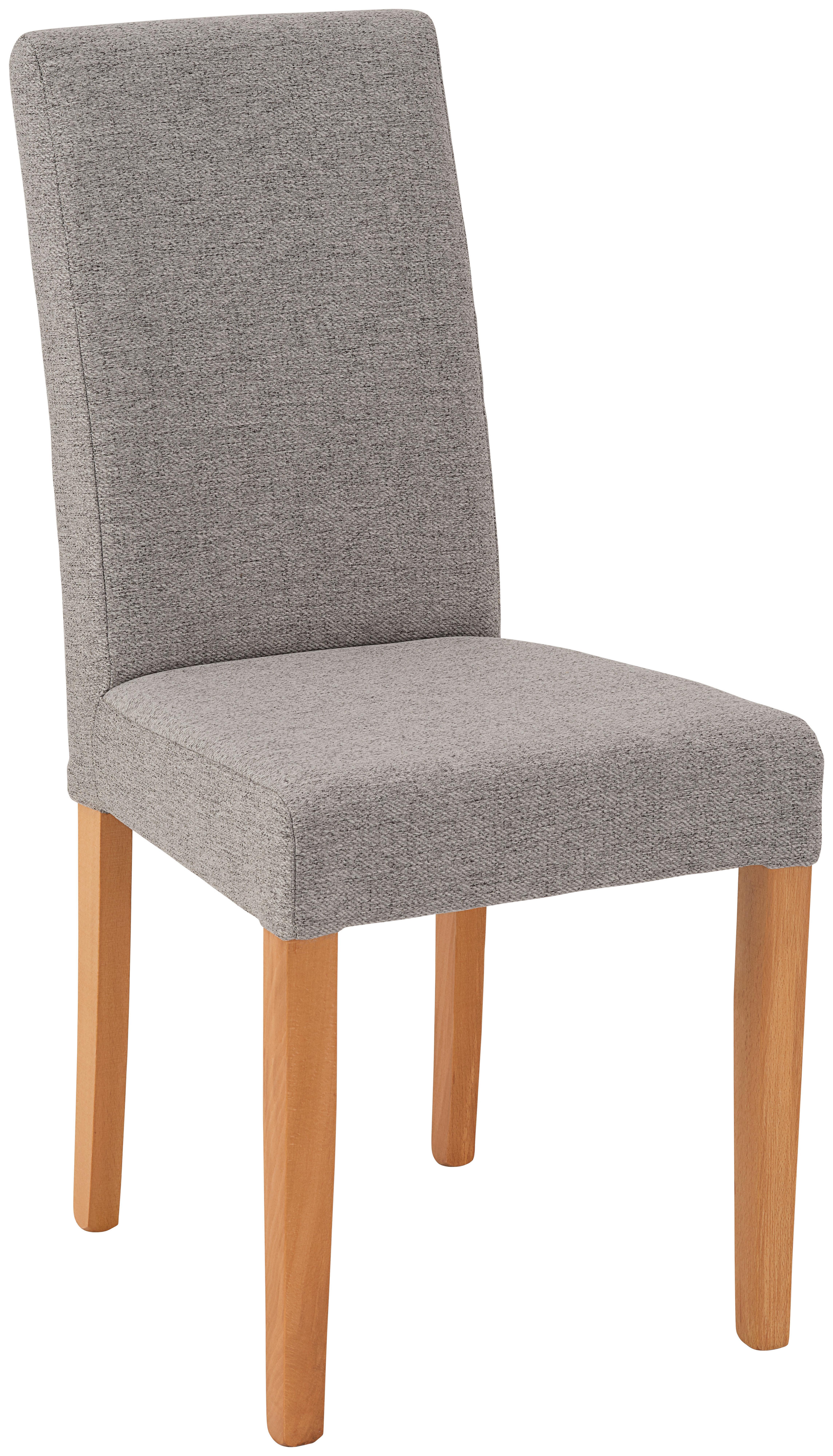 Stuhl John Grau Buche Massiv Natur, B: 43,5 cm - Naturfarben/Grau, KONVENTIONELL, Holz/Textil (43,5/94/59cm)