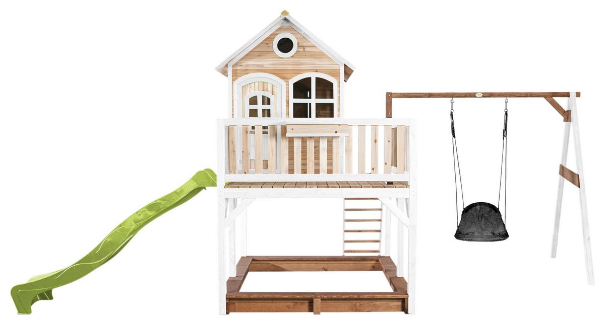 Spielturm A030.158.11 - Braun/Weiß, KONVENTIONELL, Holz (613/291/277cm) - Ambia Garden