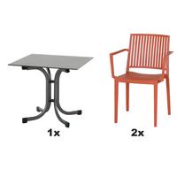 Gartengarnitur T20205 - Anthrazit/Rot, Basics, Holzwerkstoff/Kunststoff (57/80/56cm) - Siena Garden