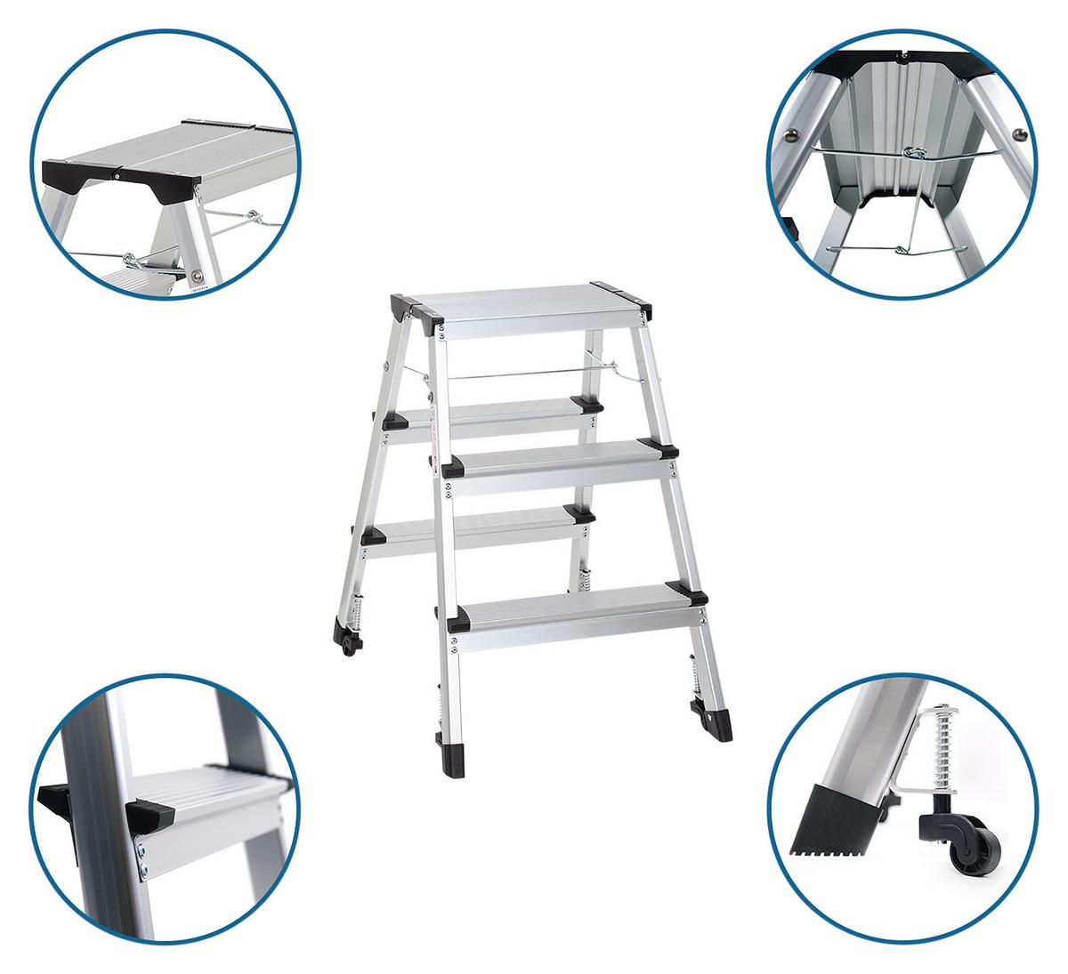 Klapptrittleiter Solid Iv - Alufarben, Basics, Metall (43/67/21cm) - MID.YOU