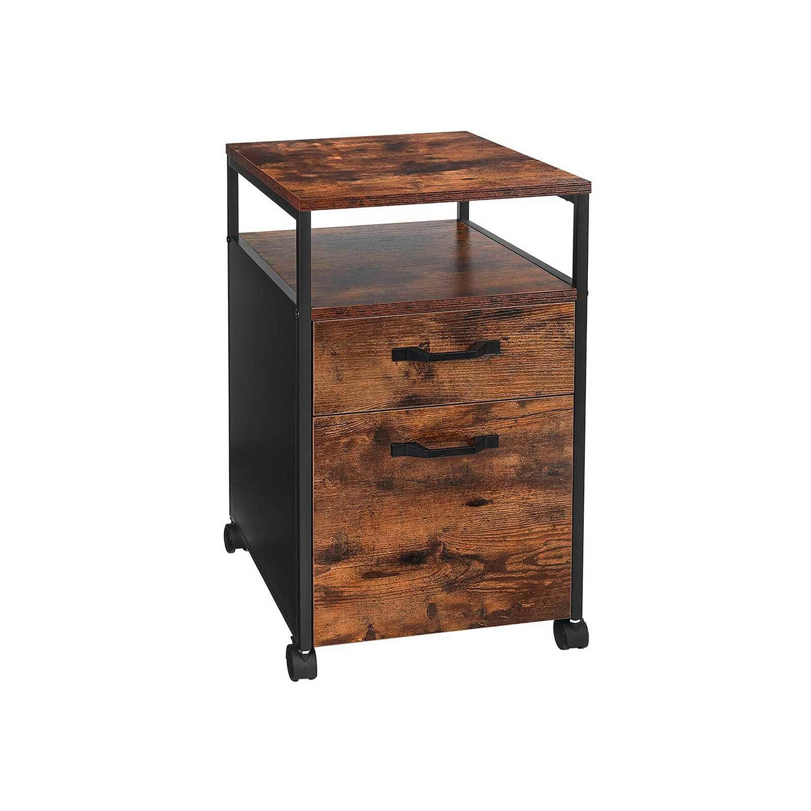 Pojízdní kontejner IRON - černá/hnědá, Basics, kompozitní dřevo (45/66/41cm) - Boxxx