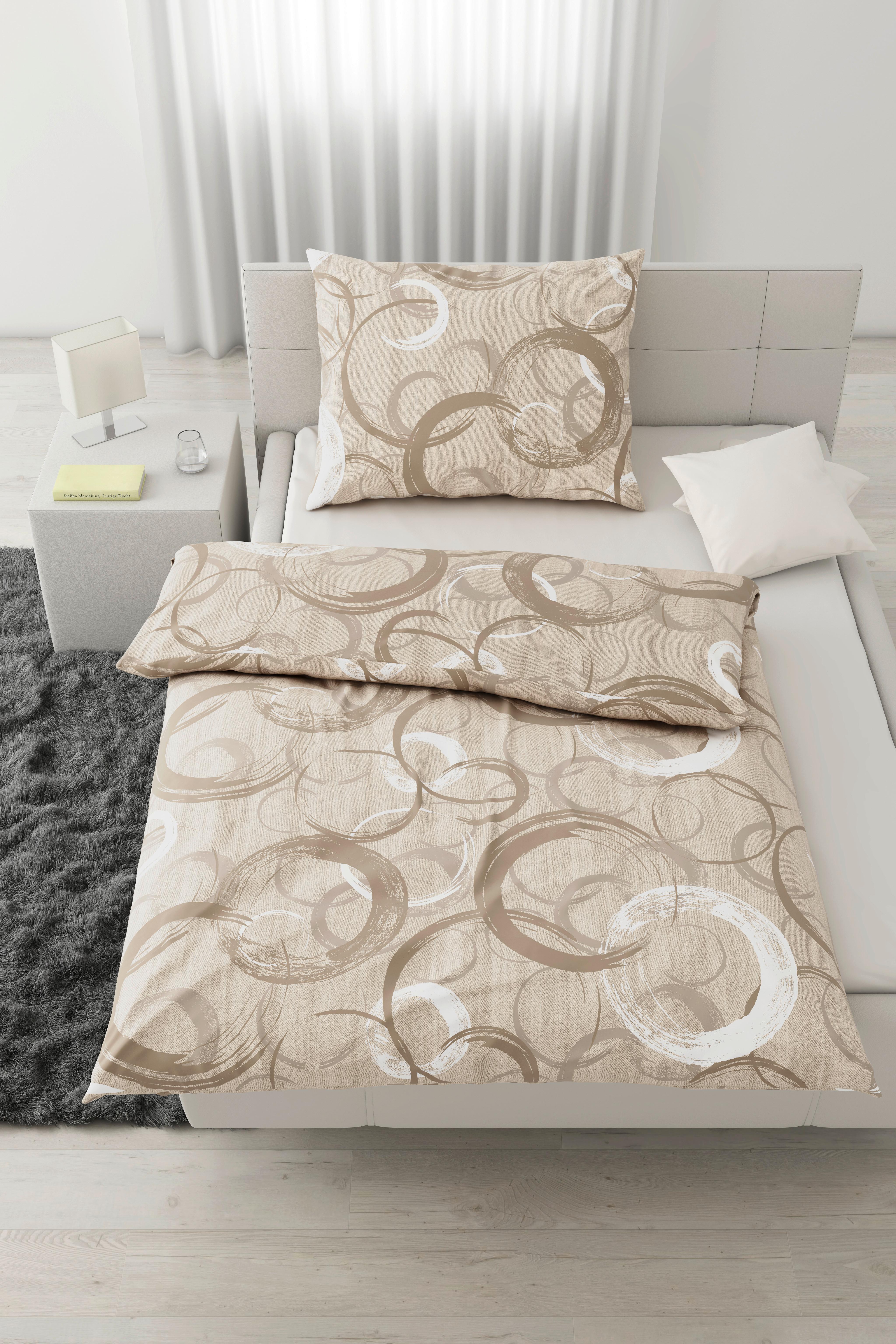 POSTEĽNÁ BIELIZEŇ NEW CIRCLES - béžová, textil (140/200cm) - Modern Living