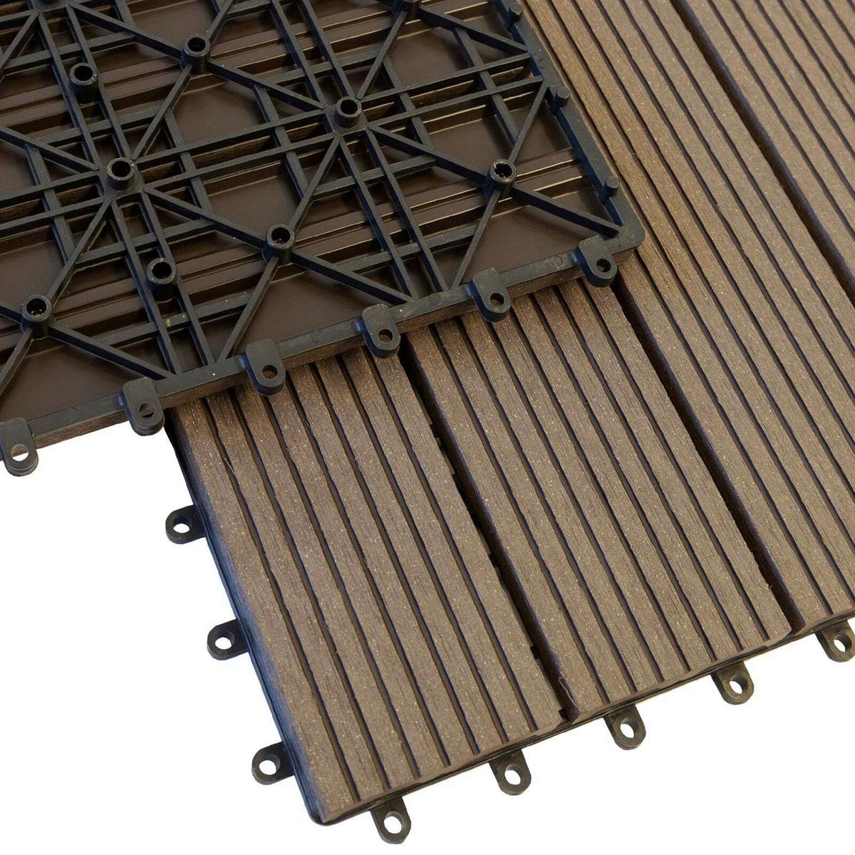 Terrassenfliese Wpc Royal Dunkelbraun - Dunkelbraun, Design, Holzwerkstoff (30/30cm) - Ambia Garden