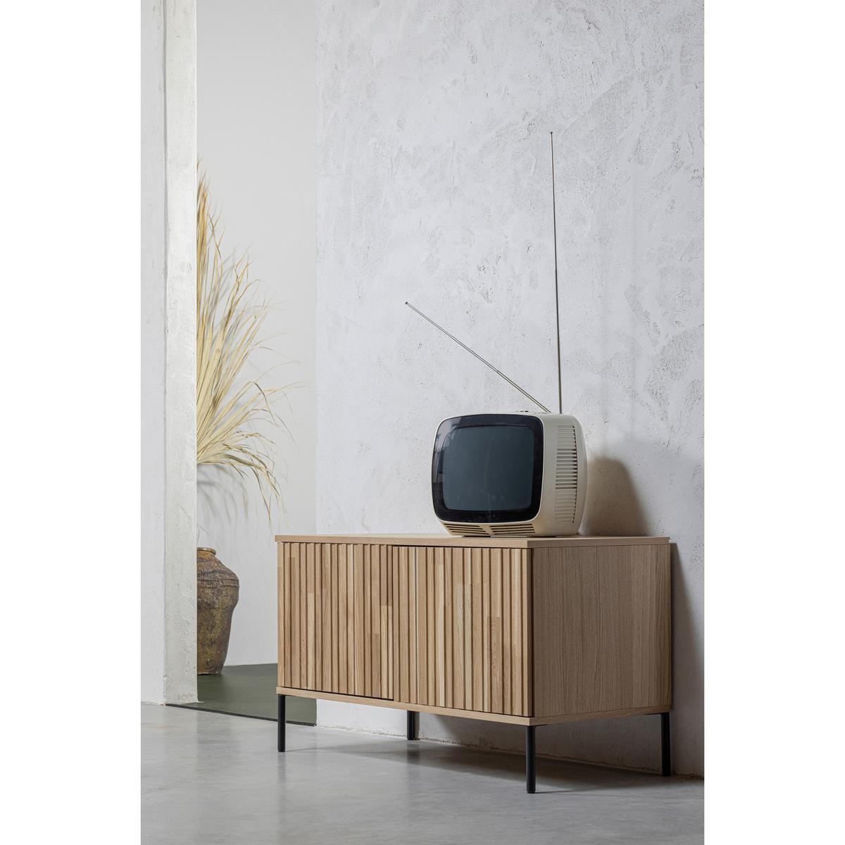 LOWBOARD Gravure Naturfarben B: 100cm - Schwarz/Naturfarben, Design, Holz (100/56/44cm) - Livetastic