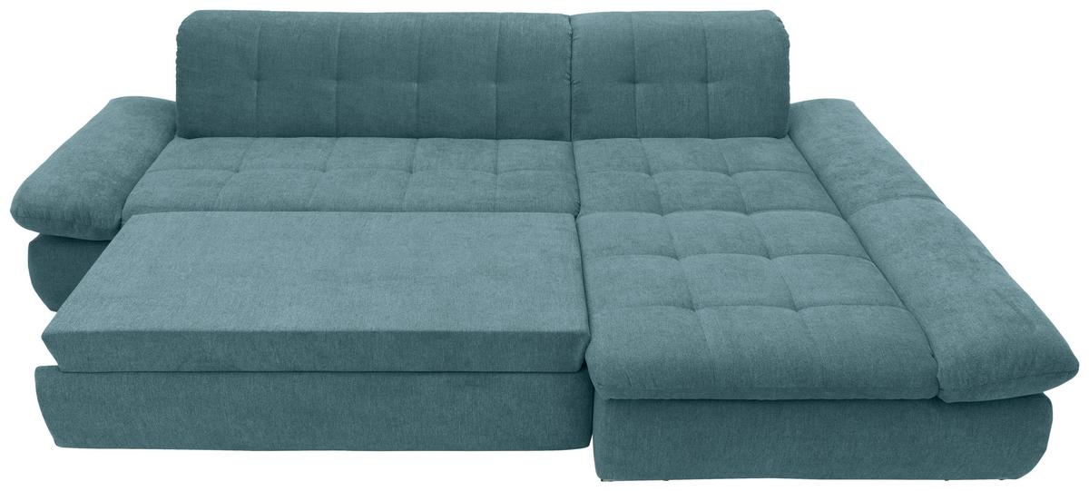 Ecksofa Mit Schlaffunktion Moric Petrol Mikrofaser - Chromfarben/Petrol, KONVENTIONELL, Textil (300/172cm) - MID.YOU