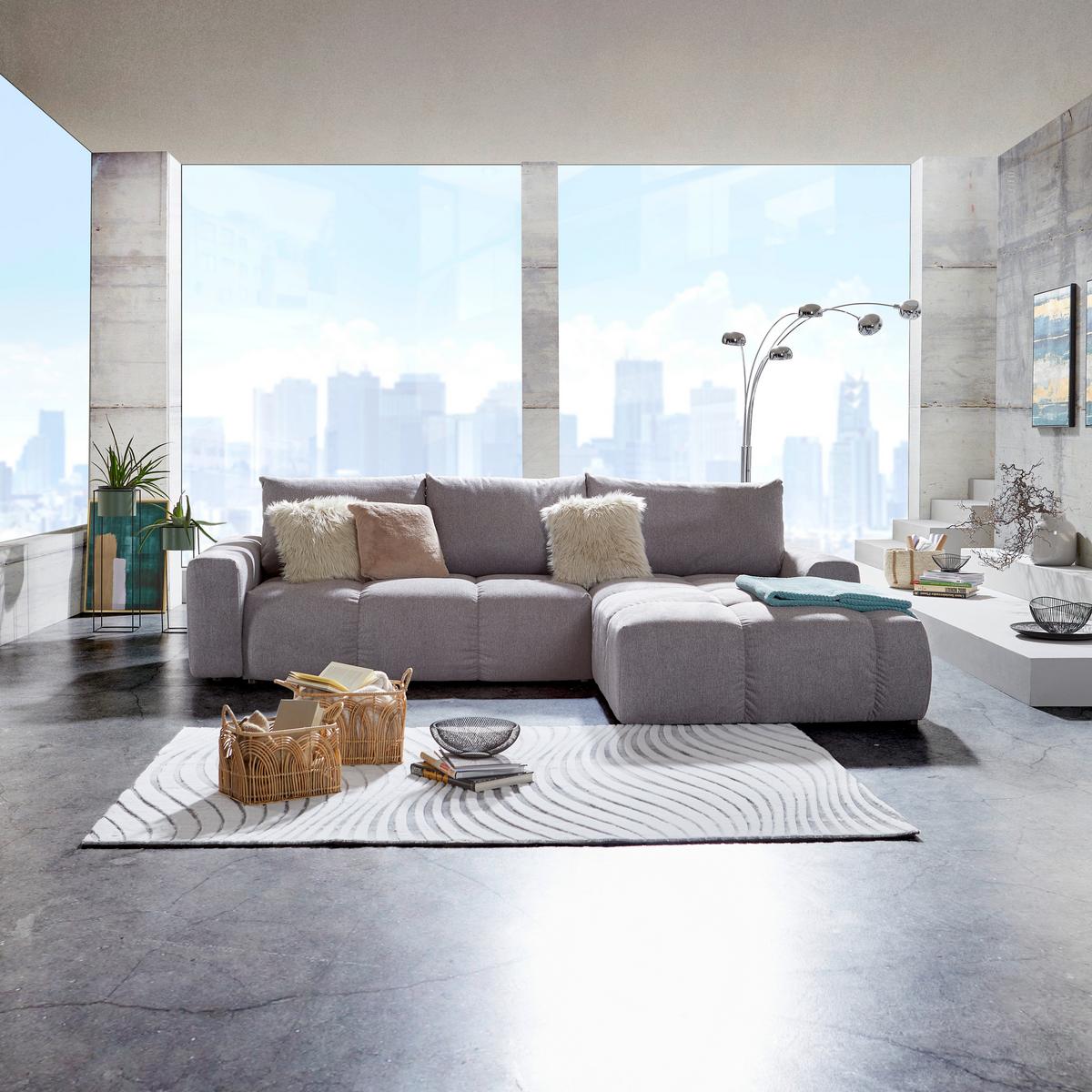 Rohová sedačka ATLANTIC, pravá, šedá - šedá/černá, Design, textil/plast (302/217cm) - Luca Bessoni