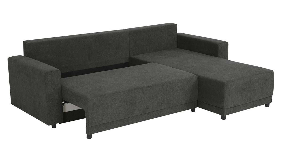 Ecksofa Time Anthrazit S: 178x248 cm - Anthrazit/Schwarz, Design, Textil (178/248cm) - MID.YOU