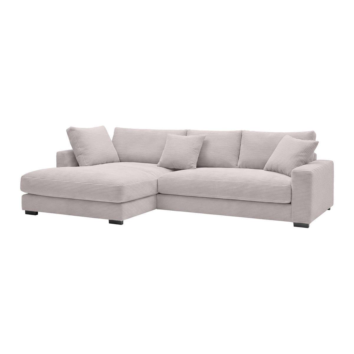 Rohová sedačka PEDRO, levá, růžový manšestr - růžová/černá, Moderní, textil/plast (190/300cm) - Mömax