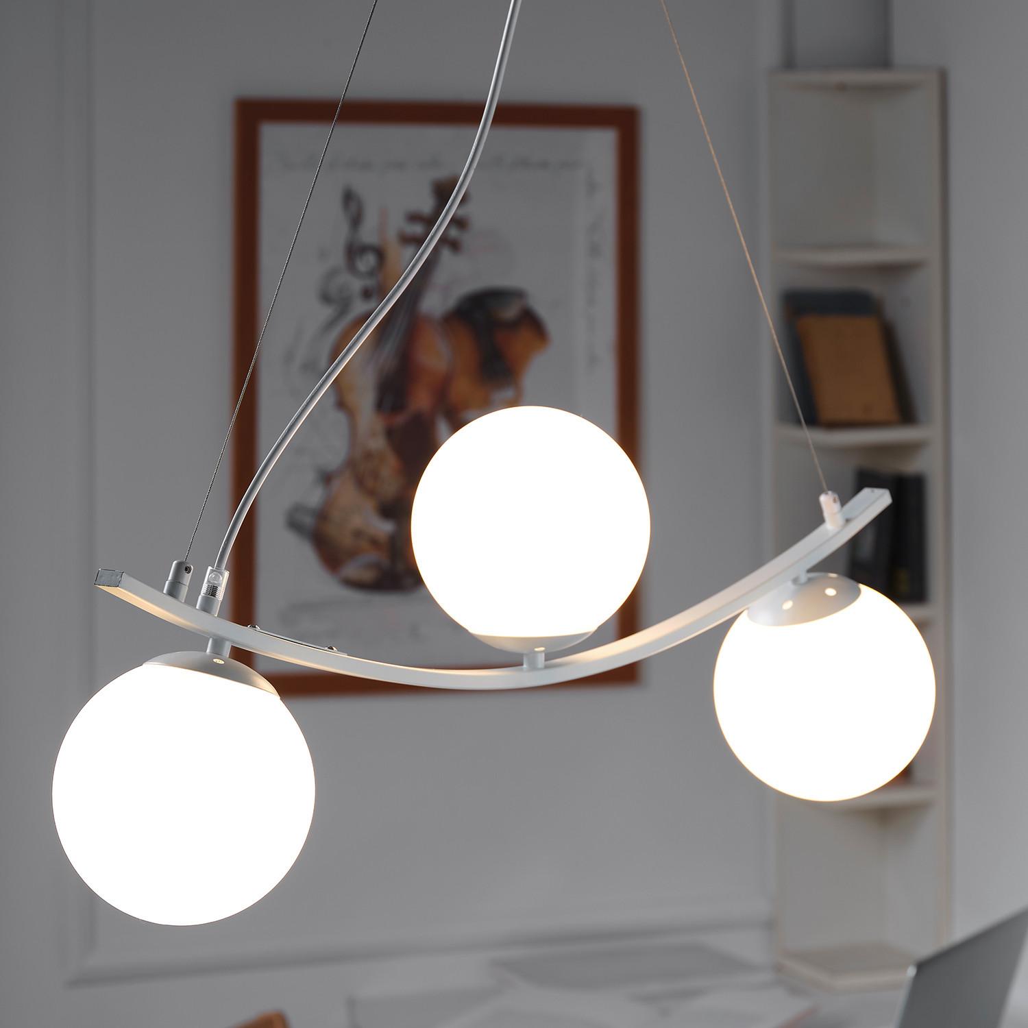 Hängeleuchte Weiß L: 73 cm 6w - Weiß, Design, Kunststoff/Metall (73/15/90cm)