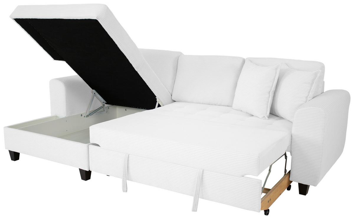 Ecksofa Moritz Silberfarben S: ca. 155x265 cm - Weiß, Trend, Textil (155/265cm)