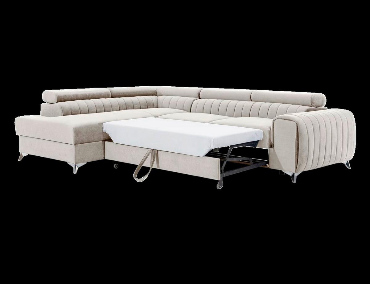 Ecksofa Laurence Beige S: 205x278 cm - Beige/Silberfarben, Design, Textil (205/278cm) - MID.YOU