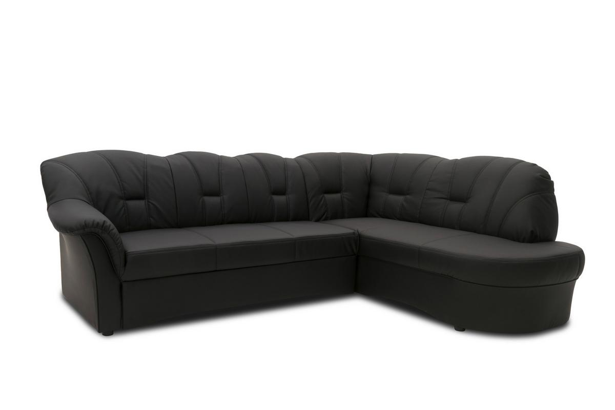 Ecksofa Papenburg Schwarz Lederlook - Schwarz, KONVENTIONELL, Textil (243/180cm) - MID.YOU