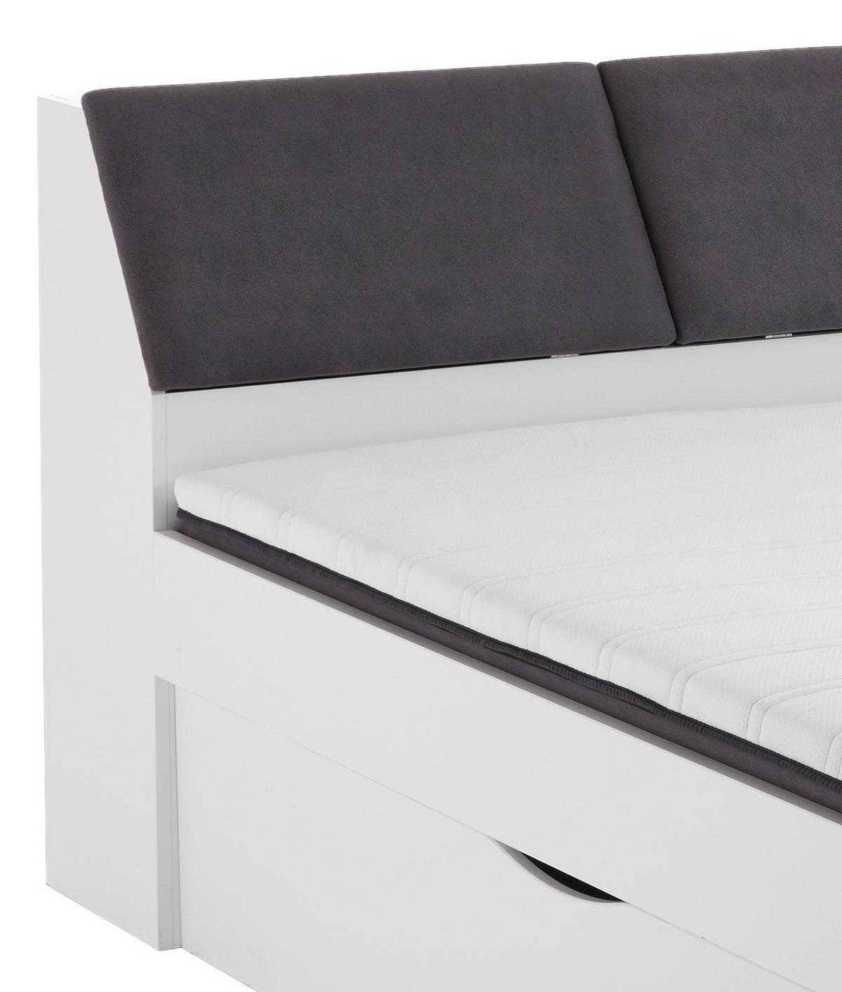 Tárolós Ágy Maxi 140/200 Cm - fehér/szürke, Konventionell, faalapú anyag/textil (140/200cm)