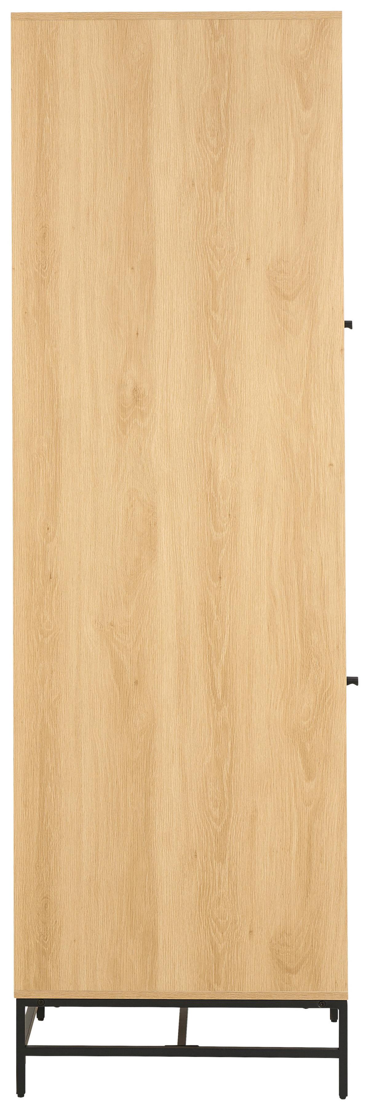 SKRIŇA S OTOČNÝMI DVERAMI ALBANY - čierna/prírodná farba, Design, kov/drevo (51,1/200/60cm)