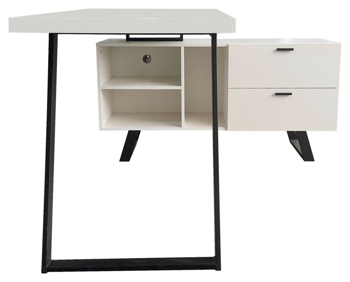 Eckschreibtisch Mit Stauraum B 60-120cm H 75cm Schwarz/weiß - Schwarz/Weiß, MODERN, Holzwerkstoff/Metall (150/60/75cm) - MID.YOU