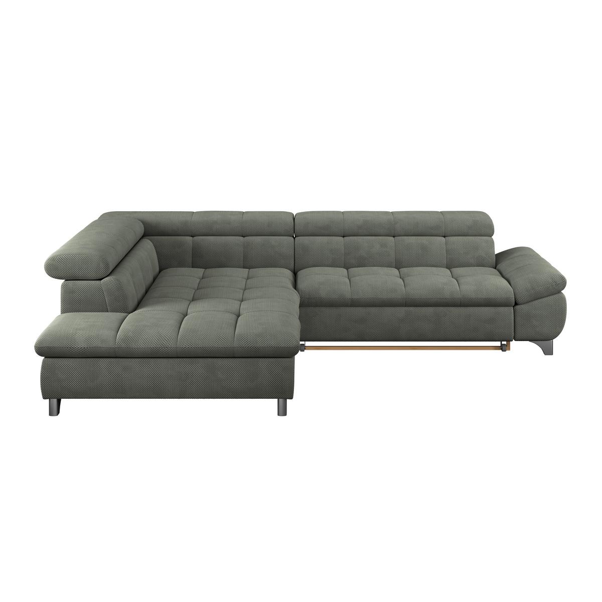 Eckbank Gemini Grün, B: 234cm - Chromfarben/Grün, KONVENTIONELL, Textil (234/312cm)